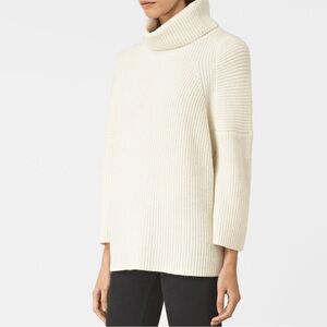All Saints Womens Sweater Jago Roll Neck Ivory Alpaca Chunky Knit Jumper Small